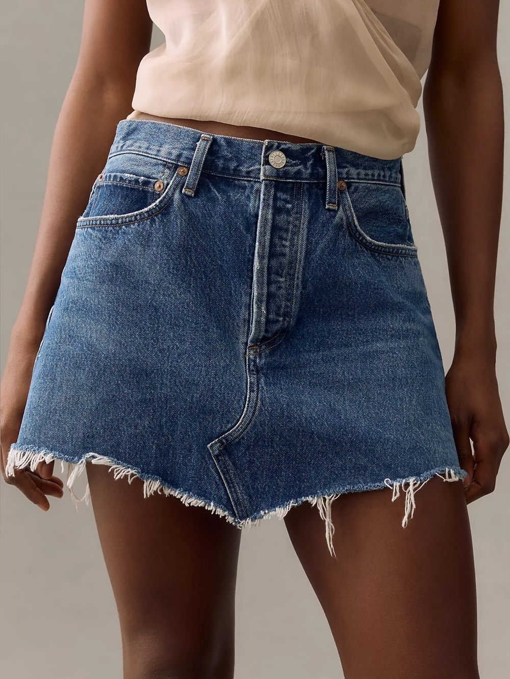 AGOLDE Parker Angled-Hem Mini Skirt